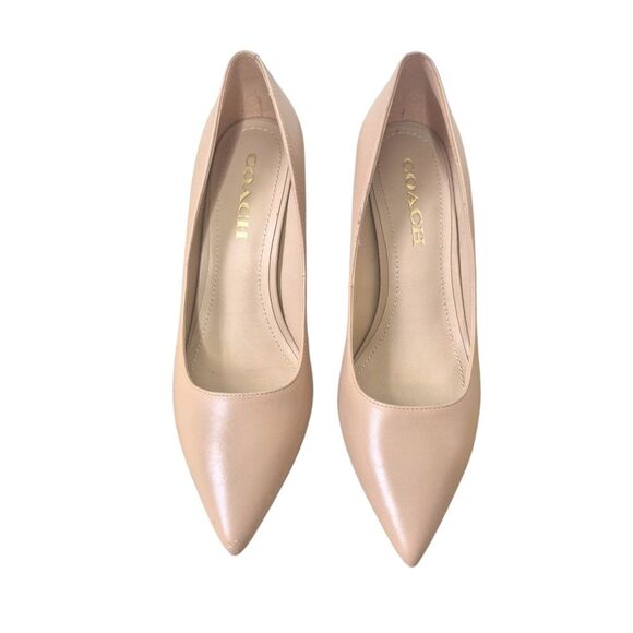 Coach Wiley Beachwood Leather Pointed Pumps Slip On Designer Nude Size 7.5 - Picture 1 of 8